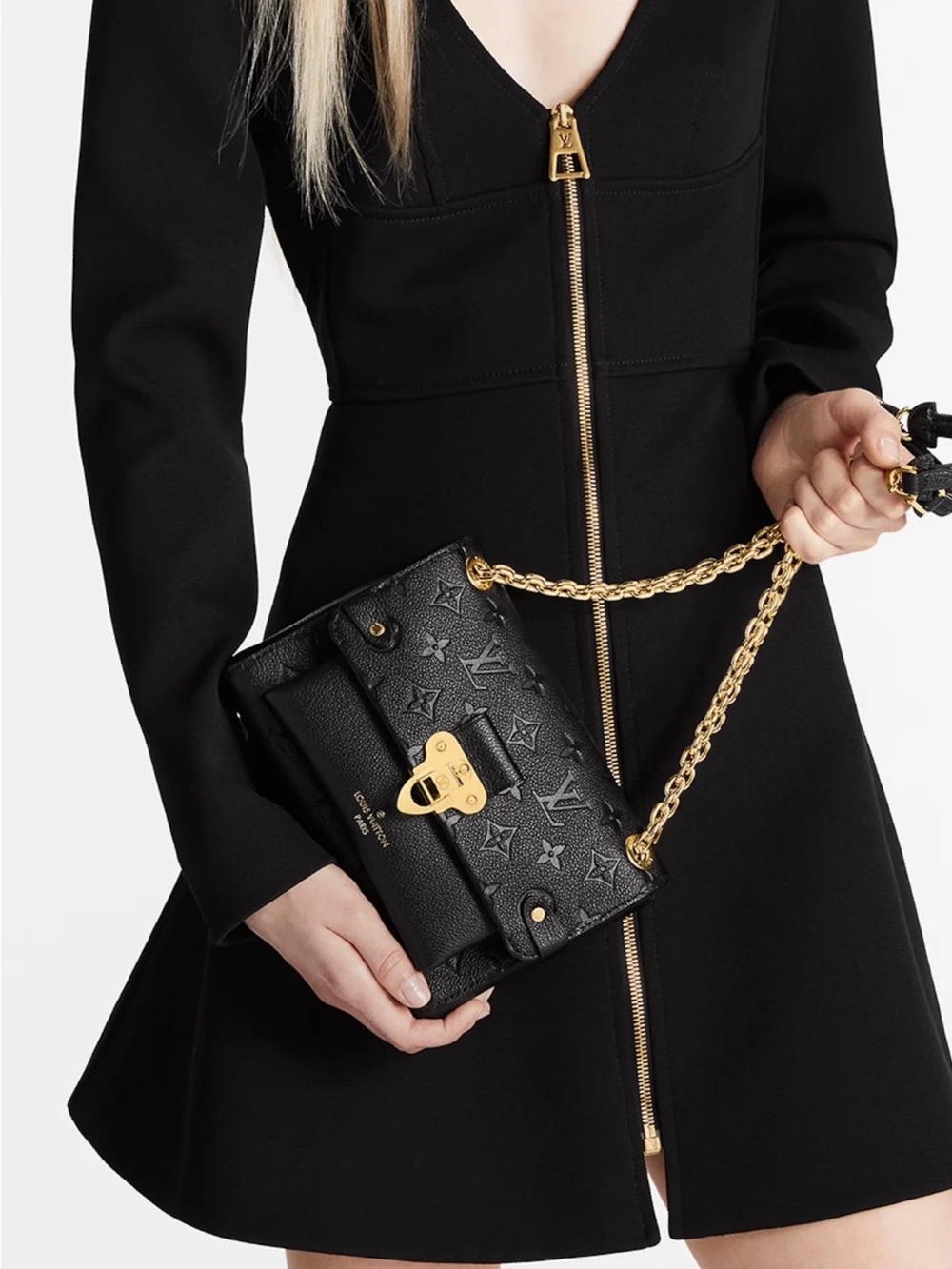 Louis Vuitton Vavin BB Black Embossed Empreinte Leather Crossbody, Shoulder Bag
